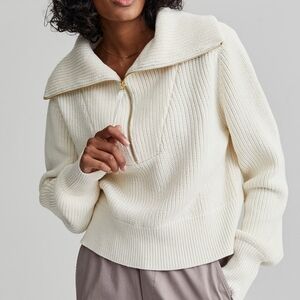 Varley Mentone Knit Half Zip - Egret Sweater